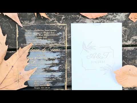 Clear Acrylic Wedding Invitation with Elegant Gold Foil Details