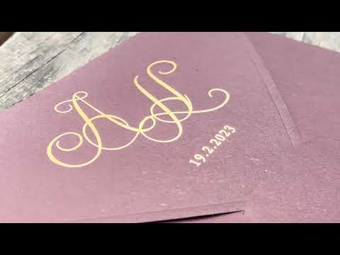 Clear Acrylic Wedding Invitation with Burgundy Envelope & Gold Foil