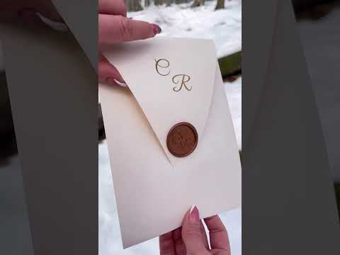 Clear Acrylic Wedding Invitation with Gold Print and Wax Seal