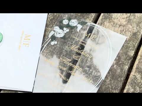 Clear Acrylic Wedding Invitation with Gold Foil & White Envelope